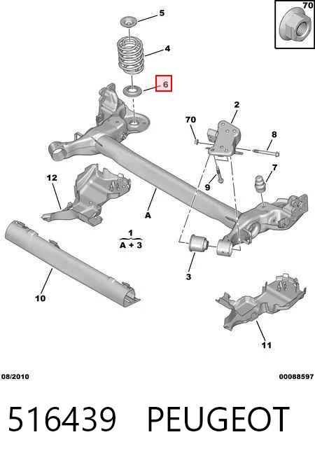 516439 Peugeot/Citroen Aislador de resorte trasero