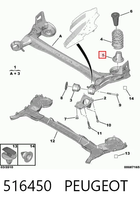516450 Peugeot/Citroen Tope de muelle trasero