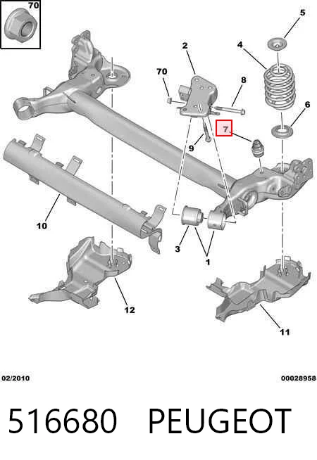 516680 Peugeot/Citroen Tope del eje trasero