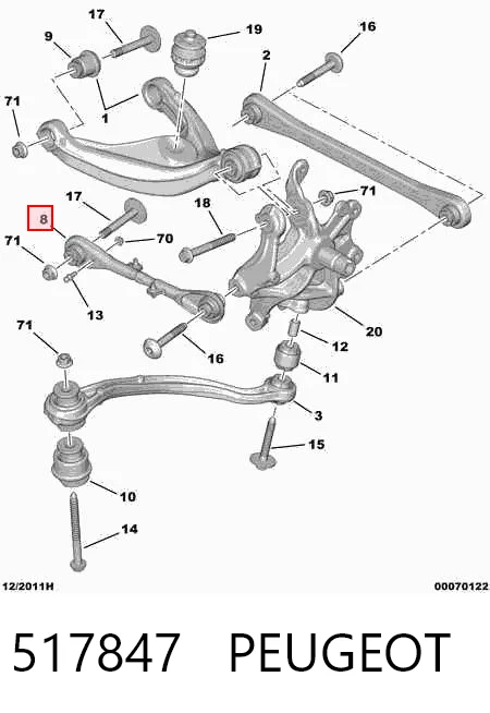 517847 Peugeot/Citroen Barra transversal, suspensión de ruedas, eje trasero