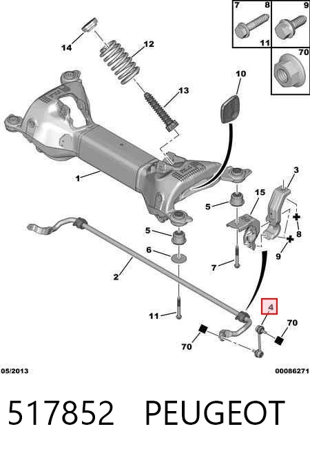 517852 Peugeot/Citroen Silentblock de la barra estabilizadora