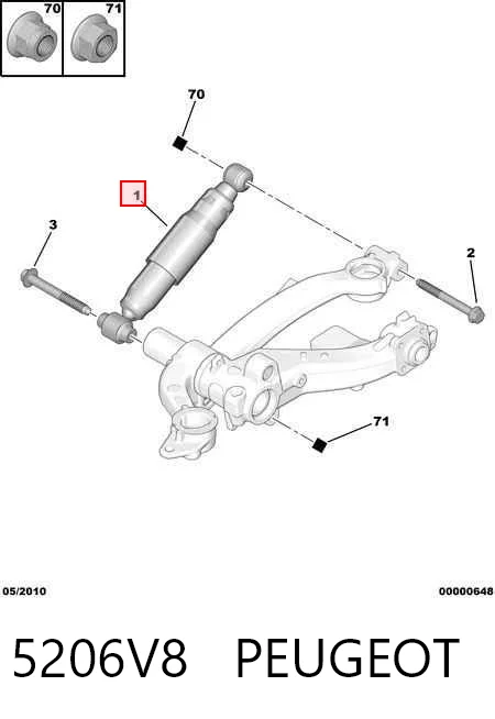 5206V8 Peugeot/Citroen Amortiguadores posteriores