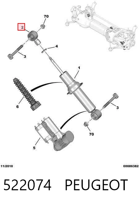 Silentblock amortiguador trasero para Peugeot 407  6D