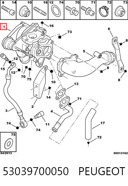 53039700050 Peugeot/Citroen Turbo para motor