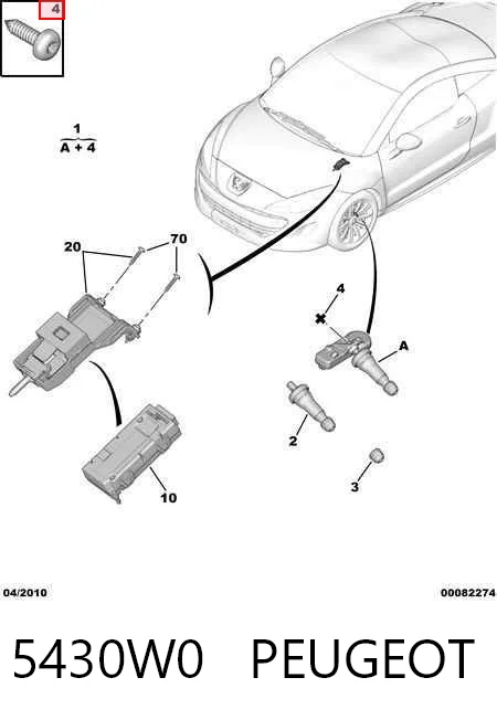 5430W0 Peugeot/Citroen Sensor de presión de neumáticos (TPMS)