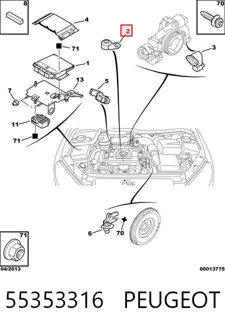 55353316 Peugeot/Citroen Sensor de detonación