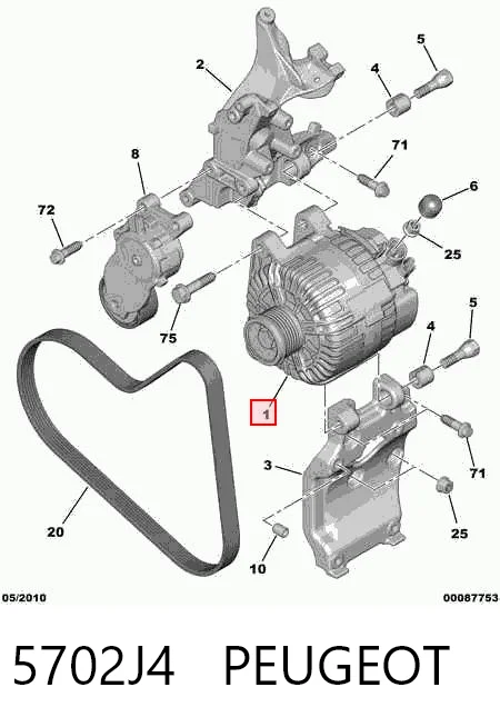 5702J4 Peugeot/Citroen Alternador de coche