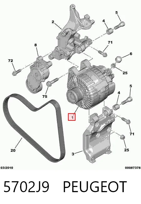 5702J9 Peugeot/Citroen Alternador de coche