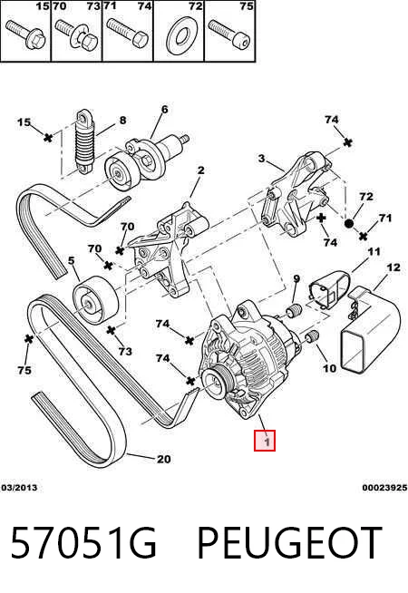 57051G Peugeot/Citroen Alternador de coche