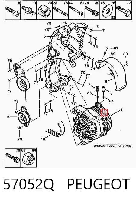 57052Q Peugeot/Citroen Alternador de coche