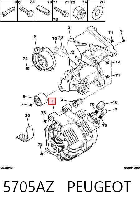 5705AZ Peugeot/Citroen Alternador de coche