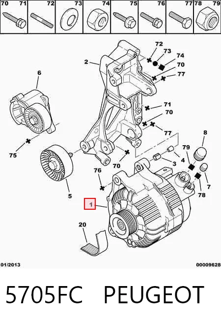 5705FC Peugeot/Citroen Alternador de coche
