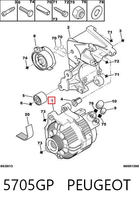 5705GP Peugeot/Citroen Alternador de coche