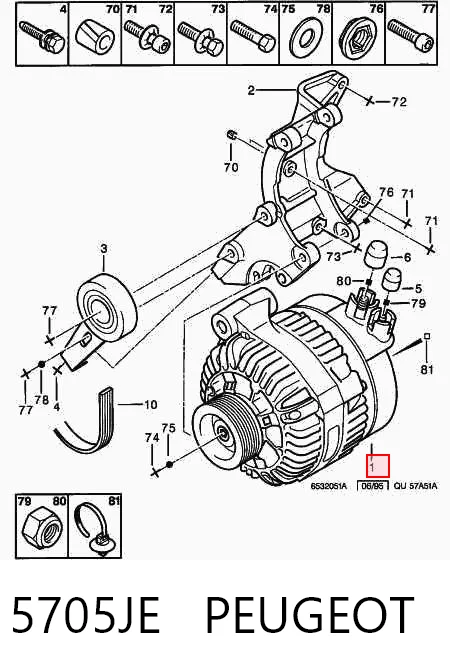 5705JE Peugeot/Citroen Alternador de coche