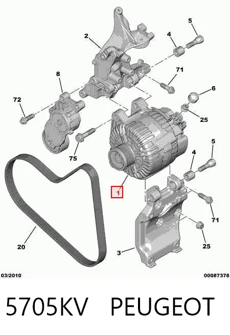 5705KV Peugeot/Citroen Alternador de coche