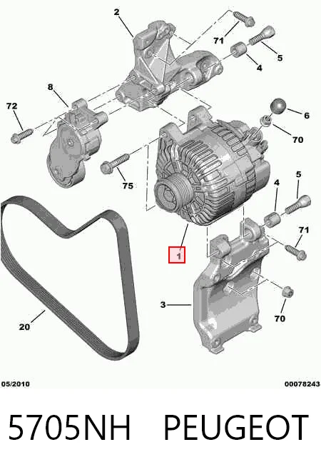 5705NH Peugeot/Citroen Alternador de coche