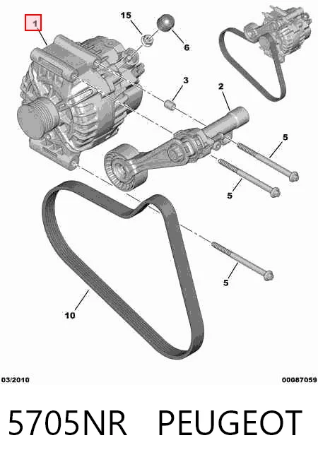 5705NR Peugeot/Citroen Alternador de coche