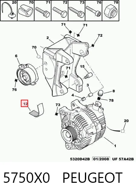 Correa de accesorios 5750X0 PEUGEOT