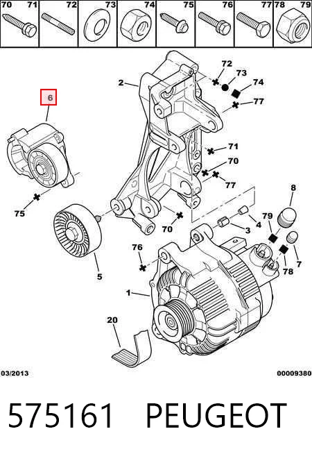 575161 Peugeot/Citroen Tensor de correa de alternador