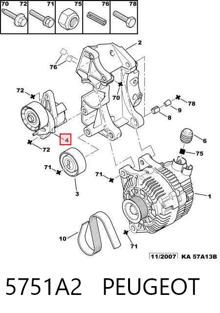 5751A2 Peugeot/Citroen Tensor de correa de alternador
