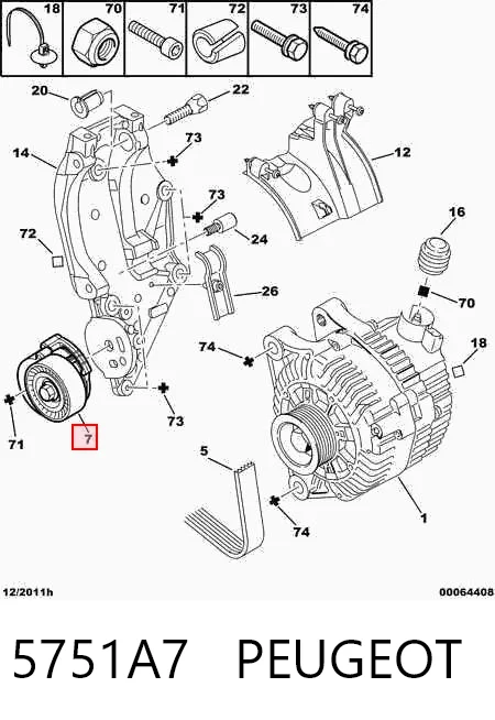 5751A7 Peugeot/Citroen Tensor de correa de alternador