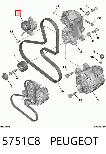 5751C8 Peugeot/Citroen Tensor de correa de alternador
