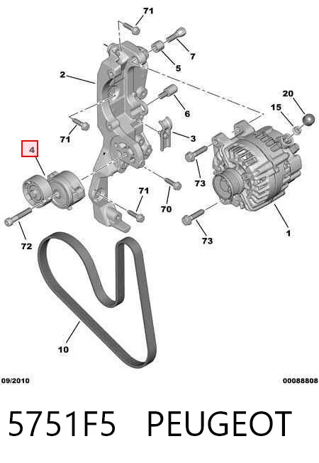 5751F5 Peugeot/Citroen Tensor de correa de alternador