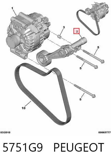 5751G9 Peugeot/Citroen Tensor de correa de alternador