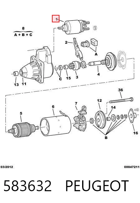 Solenoide arranque Mitsubishi Colt III (1986-1992)