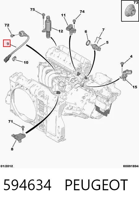 594634 Peugeot/Citroen Sensor de detonación