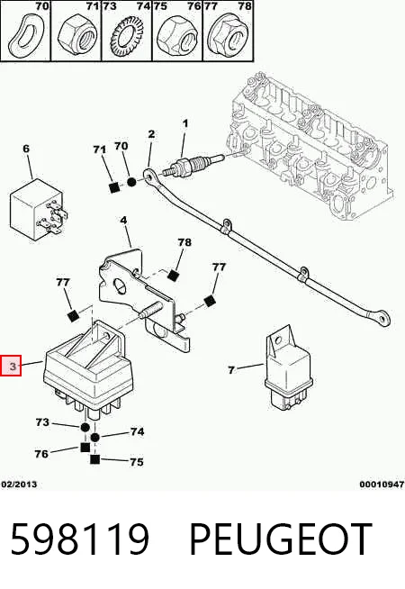 598119 Peugeot/Citroen Relé de bujías incandescentes