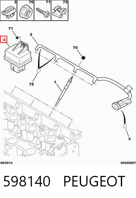 598140 Peugeot/Citroen Relé de bujías incandescentes