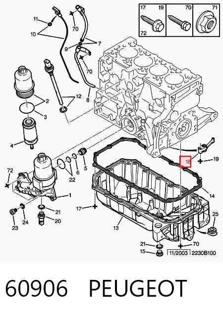 60906 Peugeot/Citroen Tobera de aceite