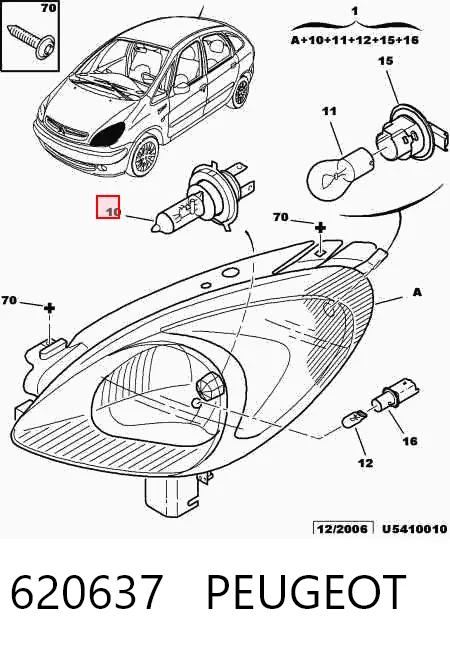 Faro delantero derecho Citroen Xsara Picasso