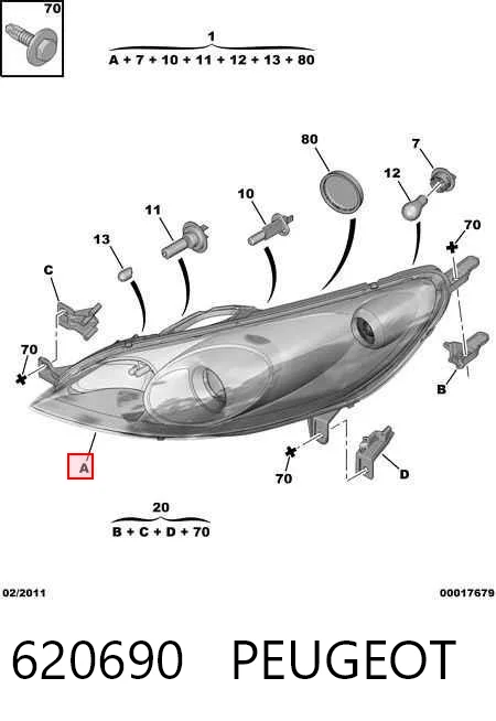  Faro derecho Peugeot 407 