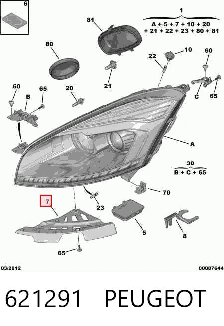 621291 Peugeot/Citroen Soporte de montaje de faros delantero izquierdo