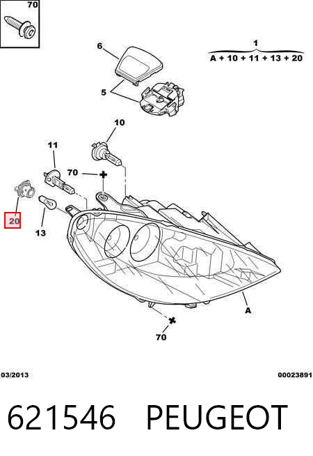 621546 Peugeot/Citroen Portalámparas de faro