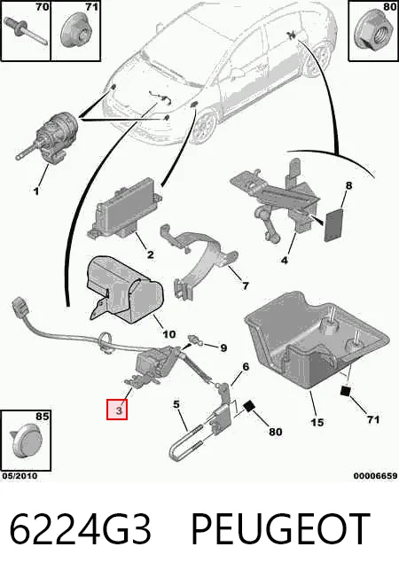 6224G3 Peugeot/Citroen Sensor de nivel de carrocería delantero