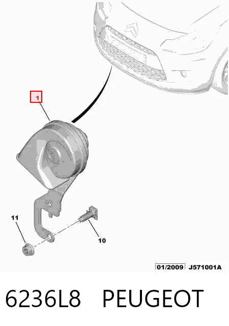 Claxon para Citroen C3 II A51