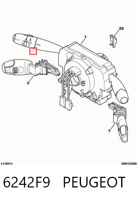 Conmutador de la columna de dirección completo 6242F9 PEUGEOT