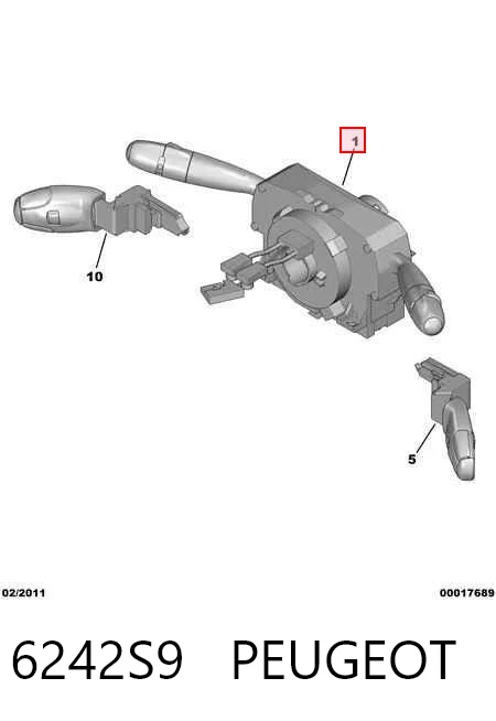 Conmutador de la columna de dirección completo 6242S9 PEUGEOT