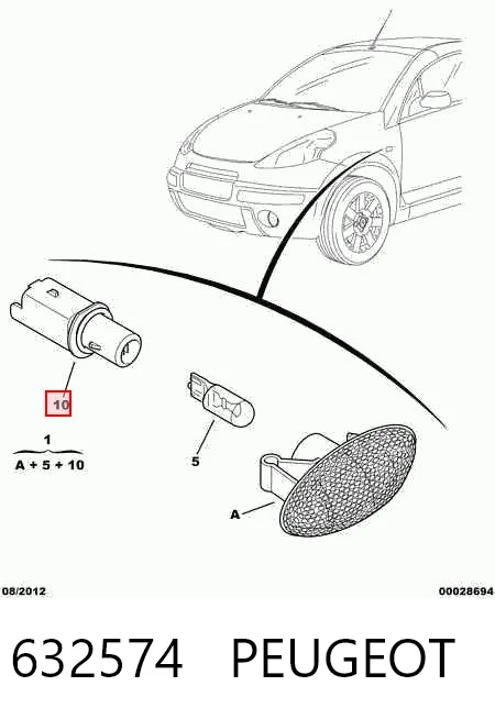 632574 Peugeot/Citroen Luz intermitente guardabarros