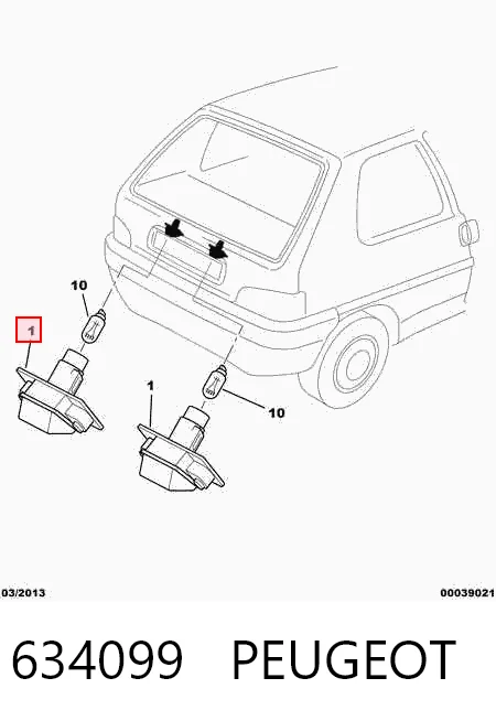 Lampara de matricula Peugeot 306  desde 6,59 €