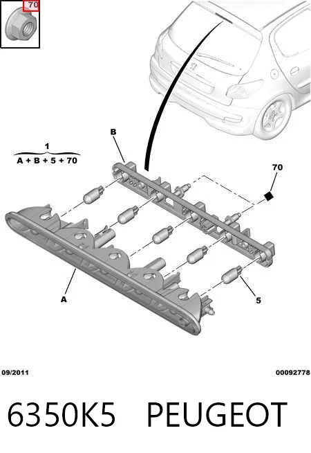 Lampara de luz de freno adicional  Peugeot 206 SW familiar (2E, K) (2002 - 2006) precio, desde 43,56 EUR