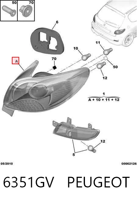 Piloto trasero derecho para Peugeot 206 + 2L, 2M