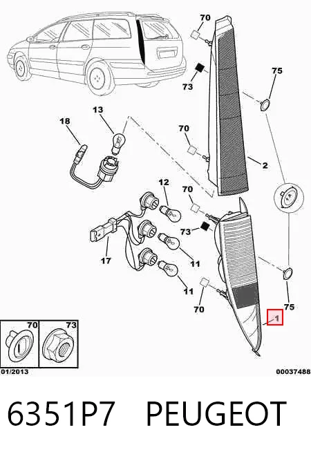 Piloto trasero derecho para Citroen C5 I DE