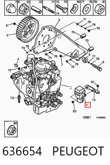 636654 Peugeot/Citroen Sensor de apagado de la bomba de combustible