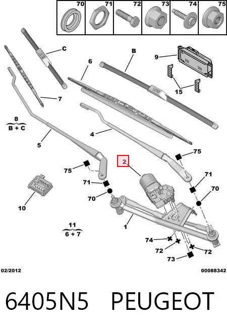 6405N5 Peugeot/Citroen Motor del limpiaparabrisas