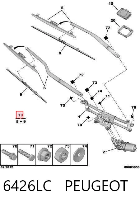 Escobillas de limpiaparabrisas delanteras para Peugeot 607  (9D, 9U)