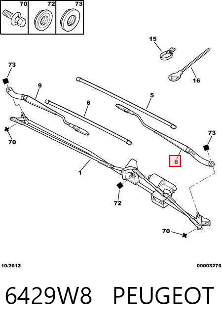 Comprar Brazo del limpiaparabrisas Peugeot 307  3B a bajo precio